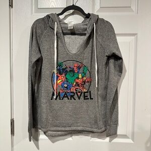 Marvel Logo Graphic Cozy Gray Women's Hoodie size Small